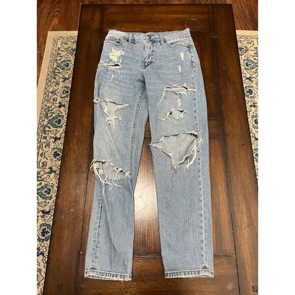 BDG Denim - BDG Urban Outfitters Light Wash Destroyed Mom Jean Size  25 Waist 28 Length